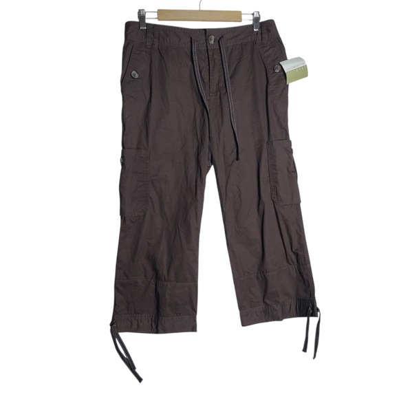 Liz Claiborne Pants - Liz Claiborne Lizwear Brown Cargo Capri Pants Drawstring Cotton Size 10 LWMUA257